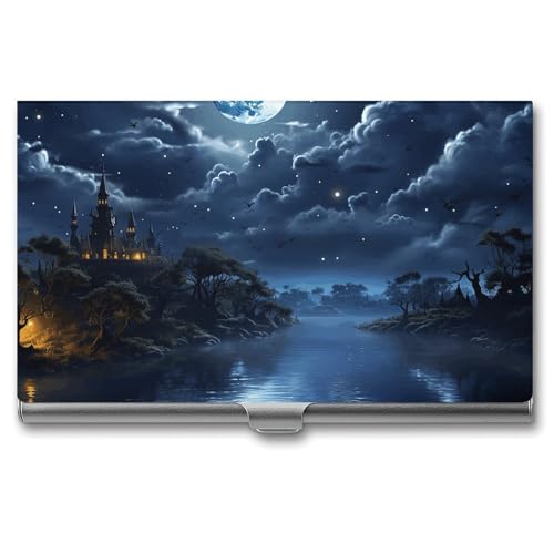 LQPMNK Kartenetui aus Metall, Moonlit Night Print Professionelles Kartenetui Premium Kartenetui Leicht Kartenhalter Pocket Kartenetui, Stil: von LQPMNK