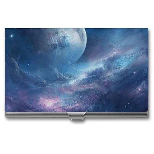 LQPMNK Kartenetui aus Metall, Nebel und Mond Druck Professionelles Kartenetui Premium Kartenetui Leicht Kartenhalter Pocket Card Case, Stil: von LQPMNK