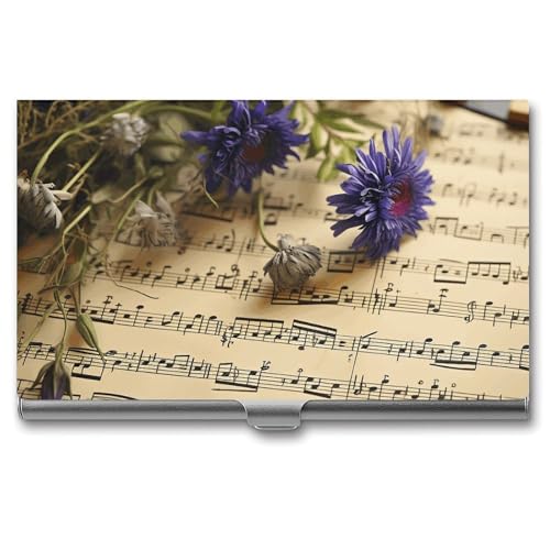 LQPMNK Kartenetui aus Metall, Notenblatt Druck Professionelles Kartenetui Premium Kartenetui Leicht Kartenhalter Pocket Kartenetui, Stil: von LQPMNK