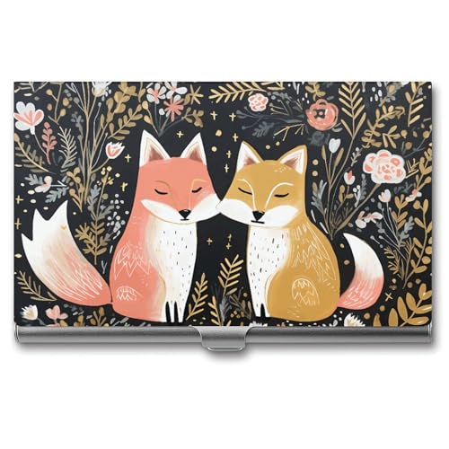 LQPMNK Metall Kartenetui, Liebe Cartoon Fuchs Druck Professionelles Kartenetui Premium Kartenetui Leicht Kartenhalter Pocket Kartenetui, Stil, Stil: von LQPMNK