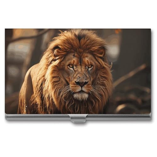 LQPMNK Metall Kartenetui, Löwe Bild Druck Profi Kartenetui Premium Kartenetui Leicht Kartenhalter Pocket Kartenetui, Stil von LQPMNK