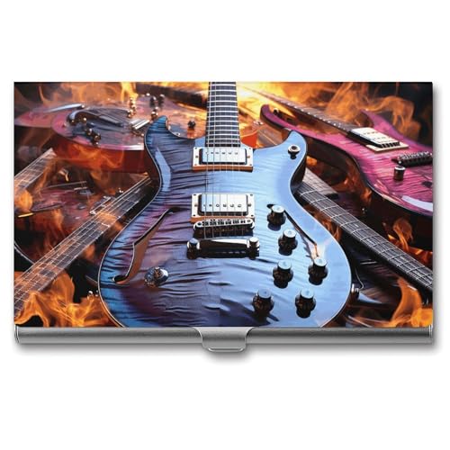 LQPMNK Metall Kartenetui, Magic E-Gitarre Musik Druck Professionelle Kartenetui Premium Kartenetui Leicht Kartenhalter Pocket Card Case, Stil, Stil: von LQPMNK