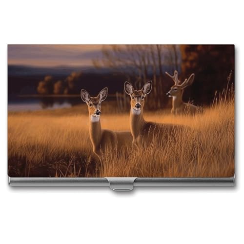 LQPMNK Metall Kartenetui, Natur Wildtier Hirsche Druck Profi Kartenetui Premium Kartenetui Leicht Kartenhalter Tasche Kartenetui, Stil: von LQPMNK