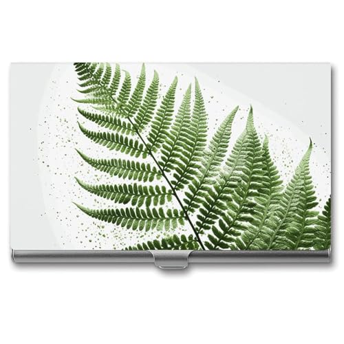 LQPMNK Metall Kartenetui, Pflanze Silhouette Farn Blatt Druck Profi Kartenetui Premium Kartenetui Leicht Kartenhalter Pocket Card Case, Stil, Stil: von LQPMNK