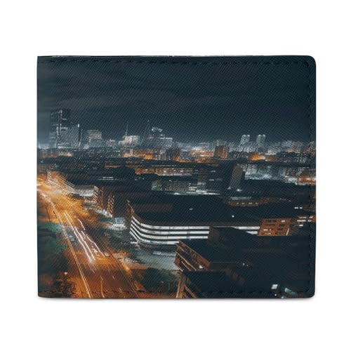 LQPMNK PU Leder Geldbörse, City Night View Print Wallet mit mehreren Steckplätzen Elegante Brieftasche Business Wallet Travel Wallet Bifold Wallet Stil One Size Minimalistisch, Stil:, Einheitsgröße, von LQPMNK