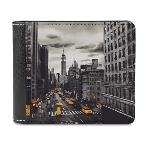 LQPMNK PU Leder Geldbörse, Dark City Print Wallet mit mehreren Steckplätzen Elegante Brieftasche Business Wallet Travel Wallet Bifold Wallet Stil One Size Minimalistisch, Stil:, Einheitsgröße, von LQPMNK