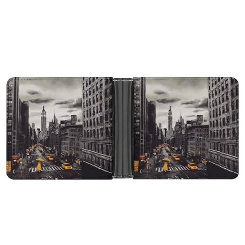 LQPMNK PU Leder Geldbörse, Dark City Print Wallet mit mehreren Steckplätzen Elegante Brieftasche Business Wallet Travel Wallet Bifold Wallet Stil One Size Minimalistisch, Stil:, Einheitsgröße, von LQPMNK