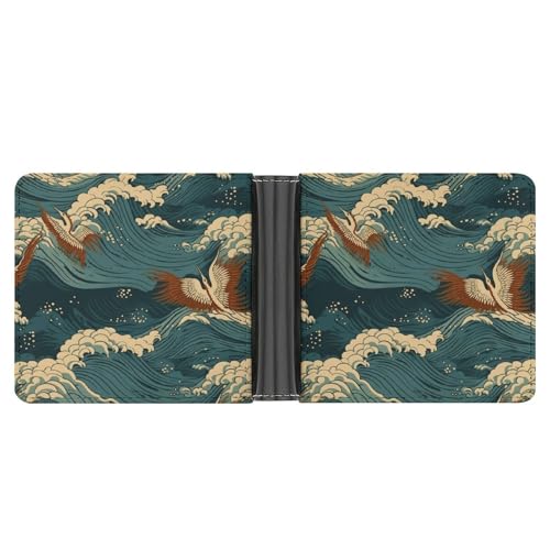 LQPMNK PU Leder Geldbörse, Japan Wave Tapeten Druck Geldbörse mit mehreren Steckplätzen Elegante Brieftasche Business Wallet Travel Wallet Bifold Wallet Stil One Size Minimalistisch, Stil:, von LQPMNK