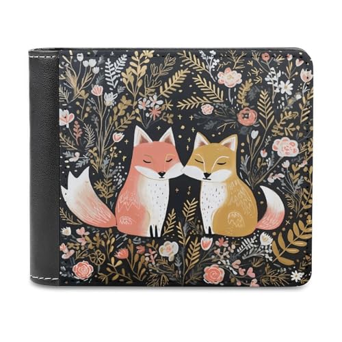 LQPMNK PU Leder Geldbörse, Love Cartoon Fuchs Druck Geldbörse mit mehreren Steckplätzen Elegante Brieftasche Business Wallet Travel Wallet Bifold Wallet Stil One Size Minimalistisch, Stil:, von LQPMNK