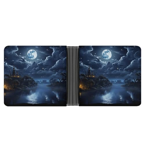 LQPMNK PU Leder Geldbörse, Moonlit Night Print Wallet mit mehreren Steckplätzen Elegante Brieftasche Business Wallet Travel Wallet Bifold Wallet Stil One Size Minimalistisch, Stil:, Einheitsgröße, von LQPMNK