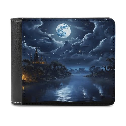 LQPMNK PU Leder Geldbörse, Moonlit Night Print Wallet mit mehreren Steckplätzen Elegante Brieftasche Business Wallet Travel Wallet Bifold Wallet Stil One Size Minimalistisch, Stil:, Einheitsgröße, von LQPMNK