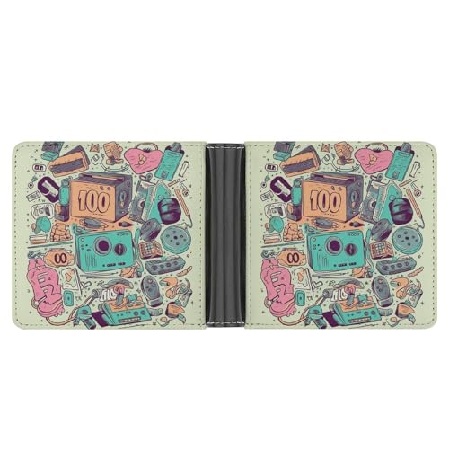 LQPMNK PU Leder Geldbörse, The 90s Illustration Print Wallet with Multiple Slots Elegant Wallet Business Wallet Travel Wallet Bifold Wallet, Style, One Size, Minimalistisch, Stil:, Einheitsgröße, von LQPMNK