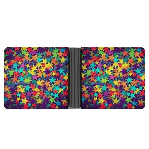 LQPMNK PU Leder Geldbörse, Viele Sterne Druck Geldbörse mit mehreren Steckplätzen Elegante Brieftasche Business Wallet Reisebrieftasche Bifold Wallet Stil One Size Minimalistisch, Stil:, von LQPMNK