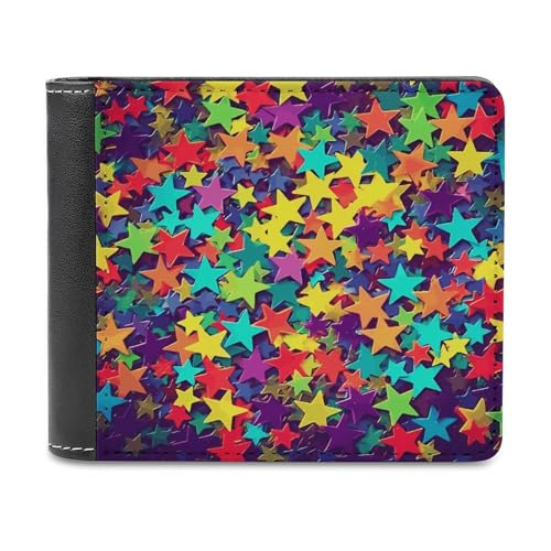 LQPMNK PU Leder Geldbörse, Viele Sterne Druck Geldbörse mit mehreren Steckplätzen Elegante Brieftasche Business Wallet Reisebrieftasche Bifold Wallet Stil One Size Minimalistisch, Stil:, von LQPMNK
