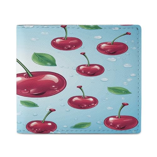 LQPMNK PU Leder Geldbörse Cherry Print Wallet mit mehreren Steckplätzen Elegante Brieftasche Business Wallet Travel Wallet Bifold Wallet Stil One Size Minimalistisch, Stil:, Einheitsgröße, von LQPMNK
