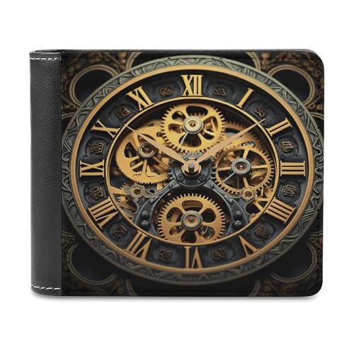 LQPMNK PU Leder Geldbörse Clock Gear Print Wallet mit mehreren Steckplätzen Elegante Brieftasche Business Wallet Travel Wallet Bifold Wallet Stil One Size Minimalistisch, Stil:, Einheitsgröße, von LQPMNK
