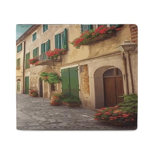 LQPMNK PU Leder Geldbörse Italien Straßendruck Geldbörse mit mehreren Steckplätzen Elegante Brieftasche Business Wallet Reisebrieftasche Bifold Wallet Stil One Size Minimalistisch, Stil:, von LQPMNK