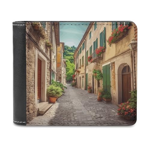 LQPMNK PU Leder Geldbörse Italien Straßendruck Geldbörse mit mehreren Steckplätzen Elegante Brieftasche Business Wallet Reisebrieftasche Bifold Wallet Stil One Size Minimalistisch, Stil:, von LQPMNK