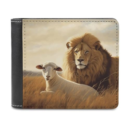 LQPMNK PU Leder Geldbörse Löwe Schaf Druck Geldbörse mit mehreren Steckplätzen Elegante Brieftasche Business Wallet Reisebrieftasche Bifold Wallet Stil One Size Minimalistisch, Stil:, Einheitsgröße, von LQPMNK