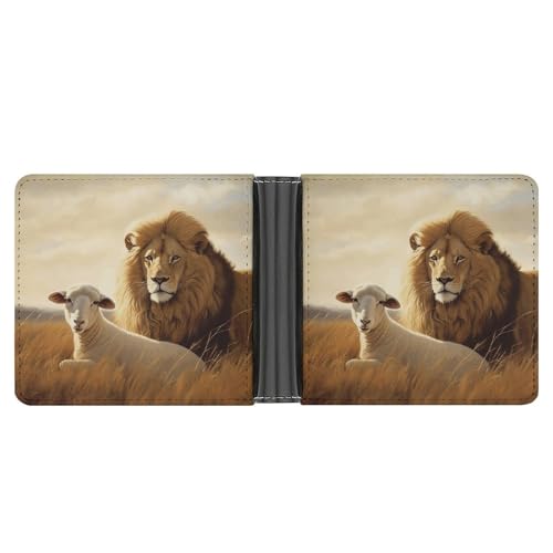 LQPMNK PU Leder Geldbörse Löwe Schaf Druck Geldbörse mit mehreren Steckplätzen Elegante Brieftasche Business Wallet Reisebrieftasche Bifold Wallet Stil One Size Minimalistisch, Stil:, Einheitsgröße, von LQPMNK