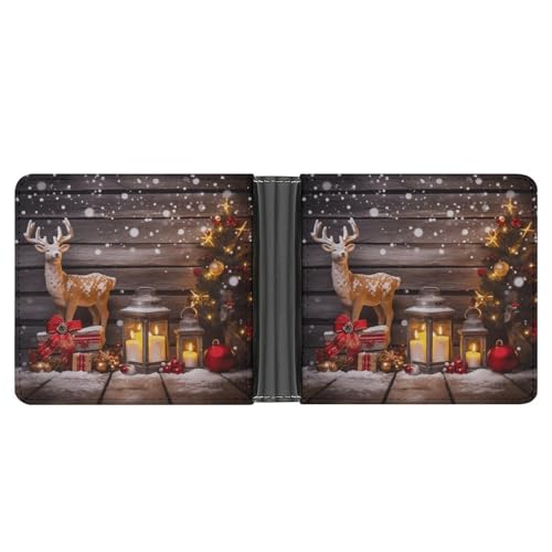 LQPMNK PU Leder Geldbörse Merry Christmas Elch Druck Geldbörse mit mehreren Steckplätzen Elegante Brieftasche Business Wallet Reisebrieftasche Bifold Wallet Stil One Size Minimalistisch, Stil:, von LQPMNK