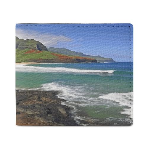 LQPMNK PU Leder Geldbörse Seashore Print Wallet mit mehreren Steckplätzen Elegante Brieftasche Business Wallet Travel Wallet Bifold Wallet Stil One Size Minimalistisch, Stil:, Einheitsgröße, von LQPMNK