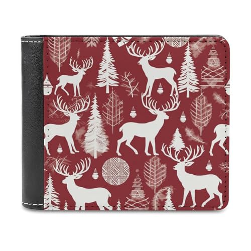 LQPMNK PU Leder Geldbörse Weihnachten Hirsch Druck Geldbörse mit mehreren Steckplätzen Elegante Brieftasche Business Wallet Reisebrieftasche Bifold Wallet Stil One Size Minimalistisch, Stil:, von LQPMNK