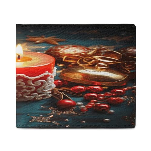 LQPMNK PU Leder Geldbörse Weihnachten Kerze Druck Geldbörse mit mehreren Steckplätzen Elegante Brieftasche Business Wallet Reisebrieftasche Bifold Wallet Stil One Size Minimalistisch, Stil:, von LQPMNK