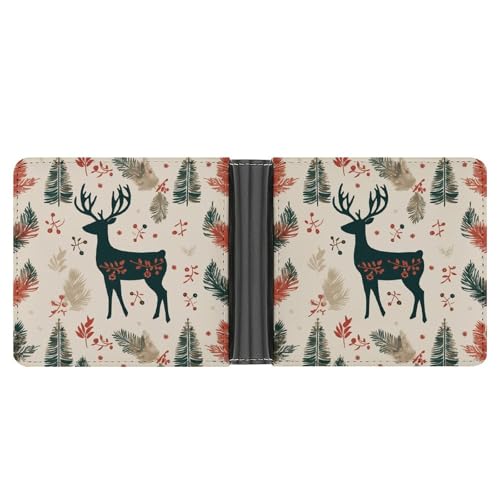 LQPMNK PU Leder Geldbörse Weihnachten Rentier Druck Geldbörse mit mehreren Steckplätzen Elegante Brieftasche Business Wallet Reisebrieftasche Bifold Wallet Stil One Size Minimalistisch, Stil:, von LQPMNK