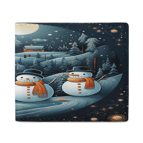 LQPMNK PU Leder Geldbörse Weihnachten Santa Pinguin Druck Geldbörse mit mehreren Steckplätzen Elegante Brieftasche Business Wallet Reisebrieftasche Bifold Wallet Stil One Size Minimalistisch, Stil:, von LQPMNK