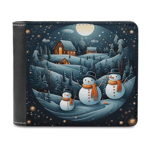 LQPMNK PU Leder Geldbörse Weihnachten Santa Pinguin Druck Geldbörse mit mehreren Steckplätzen Elegante Brieftasche Business Wallet Reisebrieftasche Bifold Wallet Stil One Size Minimalistisch, Stil:, von LQPMNK
