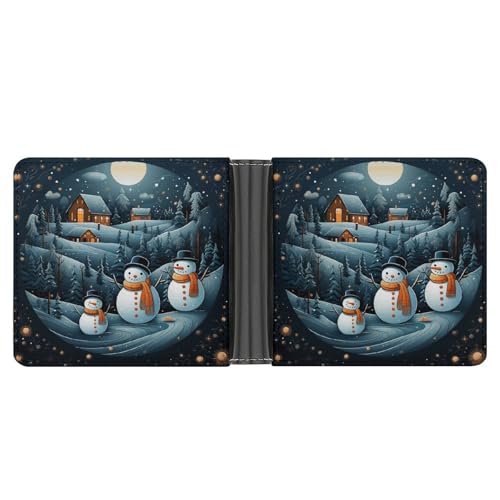 LQPMNK PU Leder Geldbörse Weihnachten Santa Pinguin Druck Geldbörse mit mehreren Steckplätzen Elegante Brieftasche Business Wallet Reisebrieftasche Bifold Wallet Stil One Size Minimalistisch, Stil:, von LQPMNK