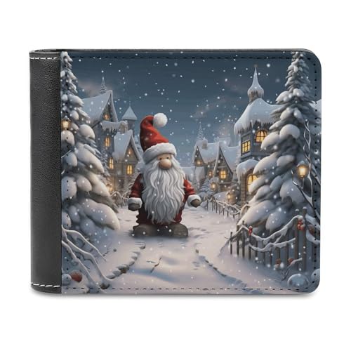 LQPMNK PU Leder Geldbörse Weihnachten Schnee Druck Geldbörse mit mehreren Steckplätzen Elegante Brieftasche Business Wallet Reisebrieftasche Bifold Wallet Stil One Size Minimalistisch, Stil:, von LQPMNK