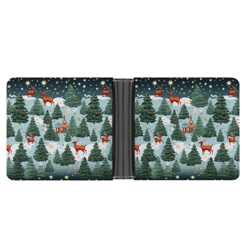 LQPMNK PU Leder Geldbörse Weihnachten Urlaub Druck Geldbörse mit mehreren Steckplätzen Elegante Brieftasche Business Wallet Travel Wallet Bifold Wallet Stil One Size Minimalistisch, Stil:, von LQPMNK