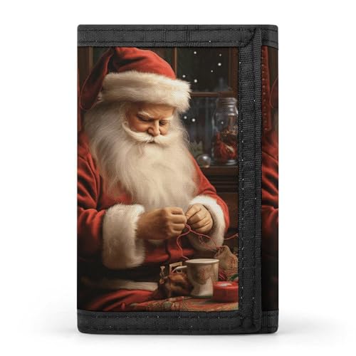 LQPMNK Trifold Wallet, Christmas Santa Claus Sewing Tree Cat Print Wallet with Multiple Slots Elegant Wallet Business Wallet Travel Wallet Multi-Pocket Wallet, Style, One Size, Minimalistisch, Stil:, von LQPMNK