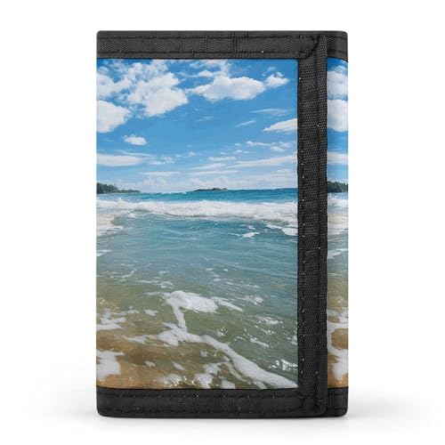 LQPMNK Trifold Wallet, Clear Wave Beach Print Wallet with Multiple Slots Elegant Wallet Business Wallet Travel Wallet Multi Pocket Wallet, Style, One Size, Minimalist, Stil:, Einheitsgröße, von LQPMNK