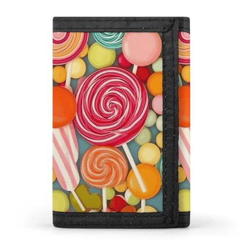 LQPMNK Trifold Wallet, Lollipops Pattern Print Wallet with Multiple Slots Elegant Wallet Business Wallet Travel Wallet Multi Pocket Wallet, Style, One Size, Minimalist, Stil:, Einheitsgröße, von LQPMNK