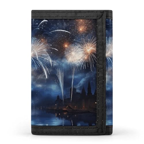 LQPMNK Trifold Wallet, New Year Pyrotechnics Print Wallet with Multiple Slots Elegant Wallet Business Wallet Travel Wallet Multi Pocket Wallet, Style, One Size, Minimalist, Stil:, Einheitsgröße, von LQPMNK