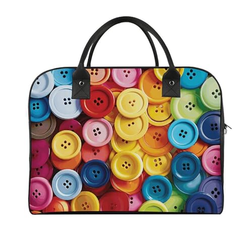 Multifunktionale Reisetasche, bunte Knöpfe, Reisehandtasche, Reisetasche, Handgepäcktasche, Übernachtungstasche, Wochenendtasche, Schwarz, Einheitsgröße von LQPMNK