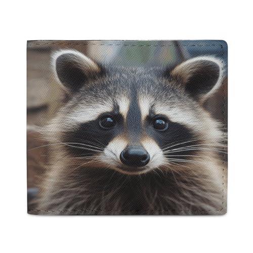 PU Leder Geldbörse, Little Raccoon Face Print Wallet mit mehreren Steckplätzen Elegante Brieftasche Business Wallet Travel Wallet Bifold Wallet Stil One Size Minimalistisch, Stil:, Einheitsgröße, von LQPMNK