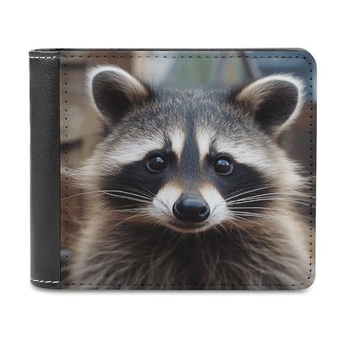 PU Leder Geldbörse, Little Raccoon Face Print Wallet mit mehreren Steckplätzen Elegante Brieftasche Business Wallet Travel Wallet Bifold Wallet Stil One Size Minimalistisch, Stil:, Einheitsgröße, von LQPMNK