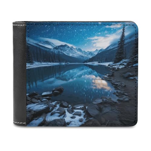 PU Leder Geldbörse, Moraine Lake in A Starry Winter Night Print Wallet mit mehreren Steckplätzen Elegant Wallet Business Wallet Travel Wallet Bifold Wallet Style One Size Minimalistisch, Stil:, von LQPMNK