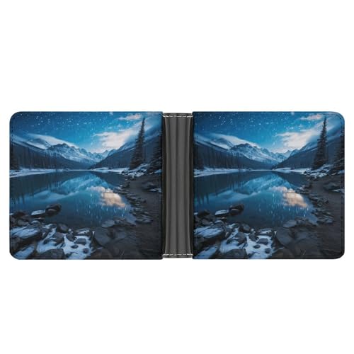 PU Leder Geldbörse, Moraine Lake in A Starry Winter Night Print Wallet mit mehreren Steckplätzen Elegant Wallet Business Wallet Travel Wallet Bifold Wallet Style One Size Minimalistisch, Stil:, von LQPMNK