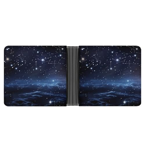 PU Leder Geldbörse Cluster von Sternen in Nacht Druck Geldbörse mit mehreren Steckplätzen Elegante Brieftasche Business Wallet Reisebrieftasche Bifold Wallet Stil One Size Minimalistisch, Stil:, von LQPMNK
