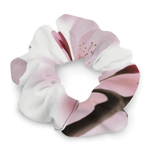 Satin-Haargummis, Kirschblüten-Druck, Pferdeschwanz-Haargummis, langlebige Haarbänder, elastische Haarbänder mit modischen Haargummis für Frauen von LQPMNK