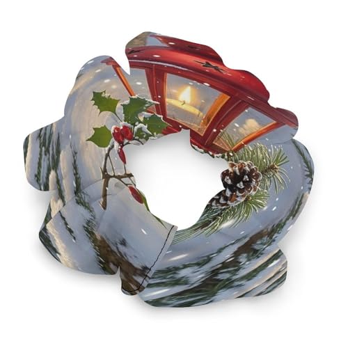 Satin-Haargummis, Schneefeld-Kerzen-Druck, Pferdeschwanz-Haargummis, langlebige Haarbänder, elastische Haarbänder mit modischen Haargummis für Frauen von LQPMNK