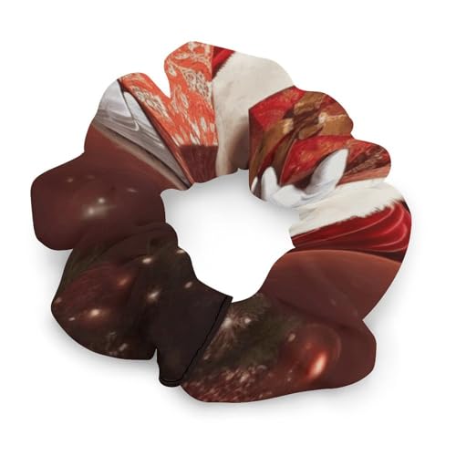 Satin-Haargummis, Weihnachtsdekoration, Weihnachtsmann-Druck, Pferdeschwanz, Haargummis, langlebige Haarbänder, elastische Haarbänder mit modischen Haargummis für Frauen von LQPMNK