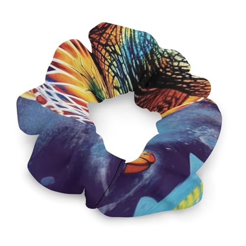 Satin-Haargummis, buntes Meeresschildkrötenmuster, Pferdeschwanz-Haargummis, langlebig, elastische Haarbänder mit modischen Haargummis für Damen von LQPMNK