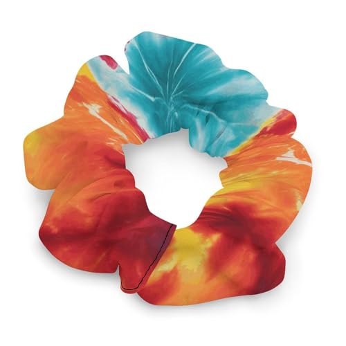 Satin-Haargummis, farbiger Batikdruck, Pferdeschwanz-Haargummis, langlebig, elastische Haarbänder mit modischen Haargummis für Damen von LQPMNK