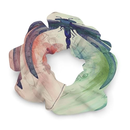 Satin-Haargummis, moderner Libellen-Druck, Pferdeschwanz-Haargummis, langlebige Haarbänder, elastische Haarbänder mit modischen Haargummis für Frauen von LQPMNK